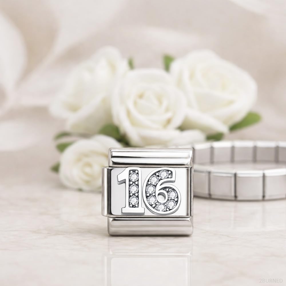 Italian Charm Link Number Birthday Milestones fit 9mm bracelet