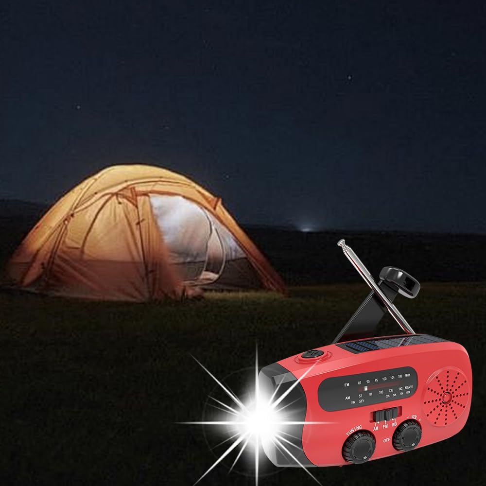 Wind Up Radio, Solar Emergency Radio, Portable Hand Crank Radio Torch