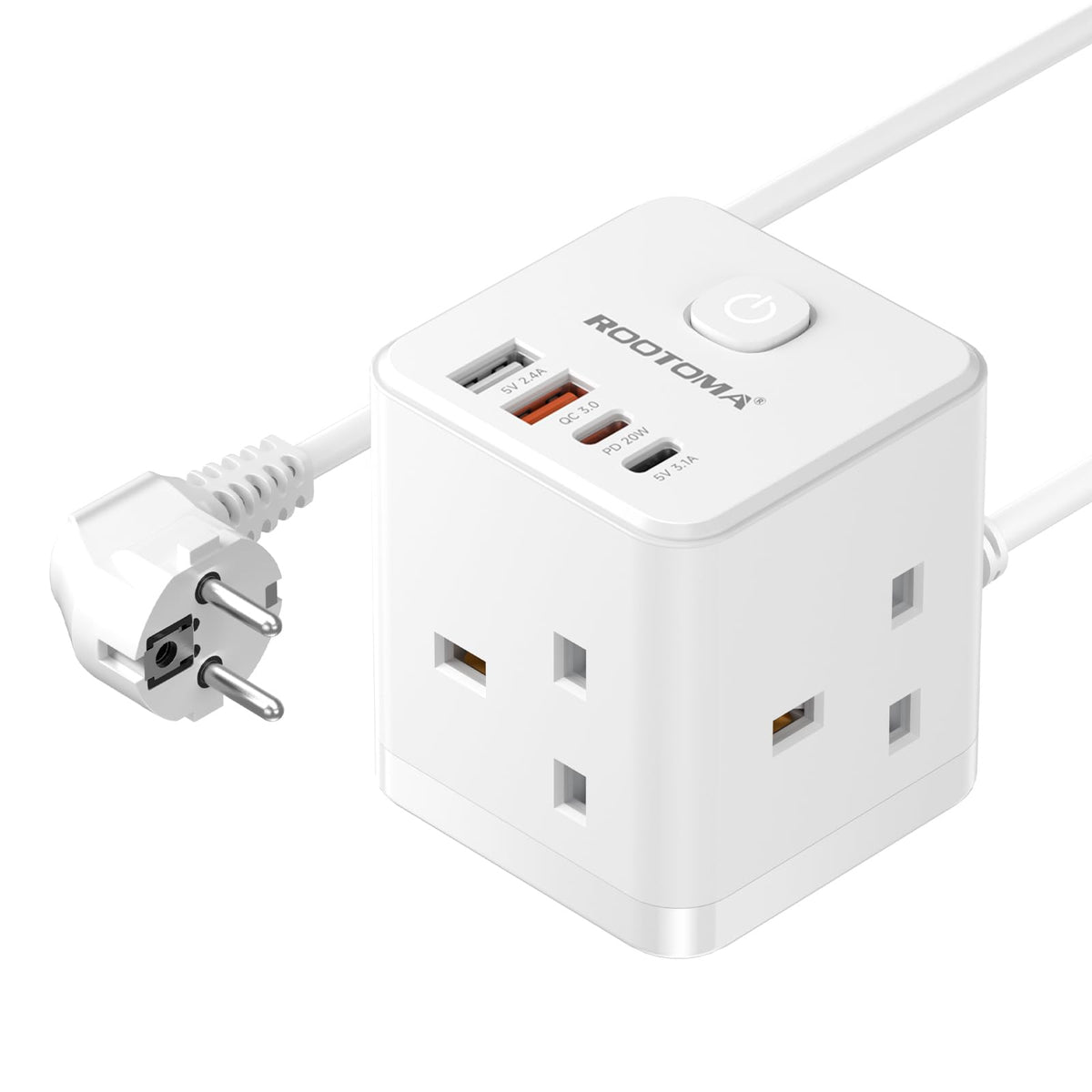 Japan Travel Adapter 3 Way 4 Fast Charging USB (QC3.0/PD20W)