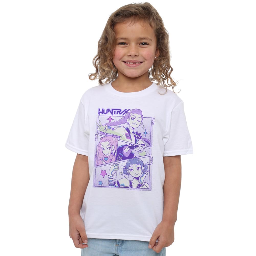 Kpop Demon Hunters Unisex Kids K-pop Demon Hunters - Anime Huntrix Huntr/X Kids T Shirt, Black T-Shirt (Pack of 1)