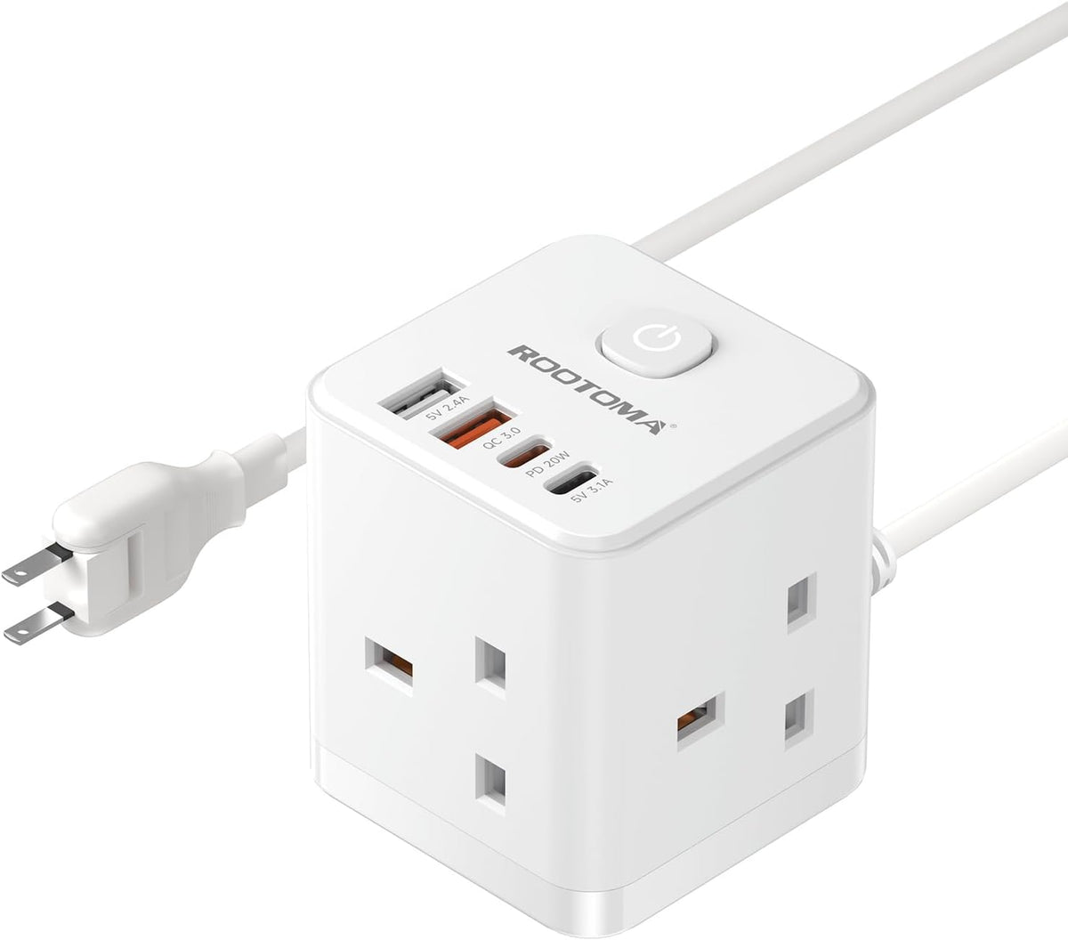 Japan Travel Adapter 3 Way 4 Fast Charging USB (QC3.0/PD20W)