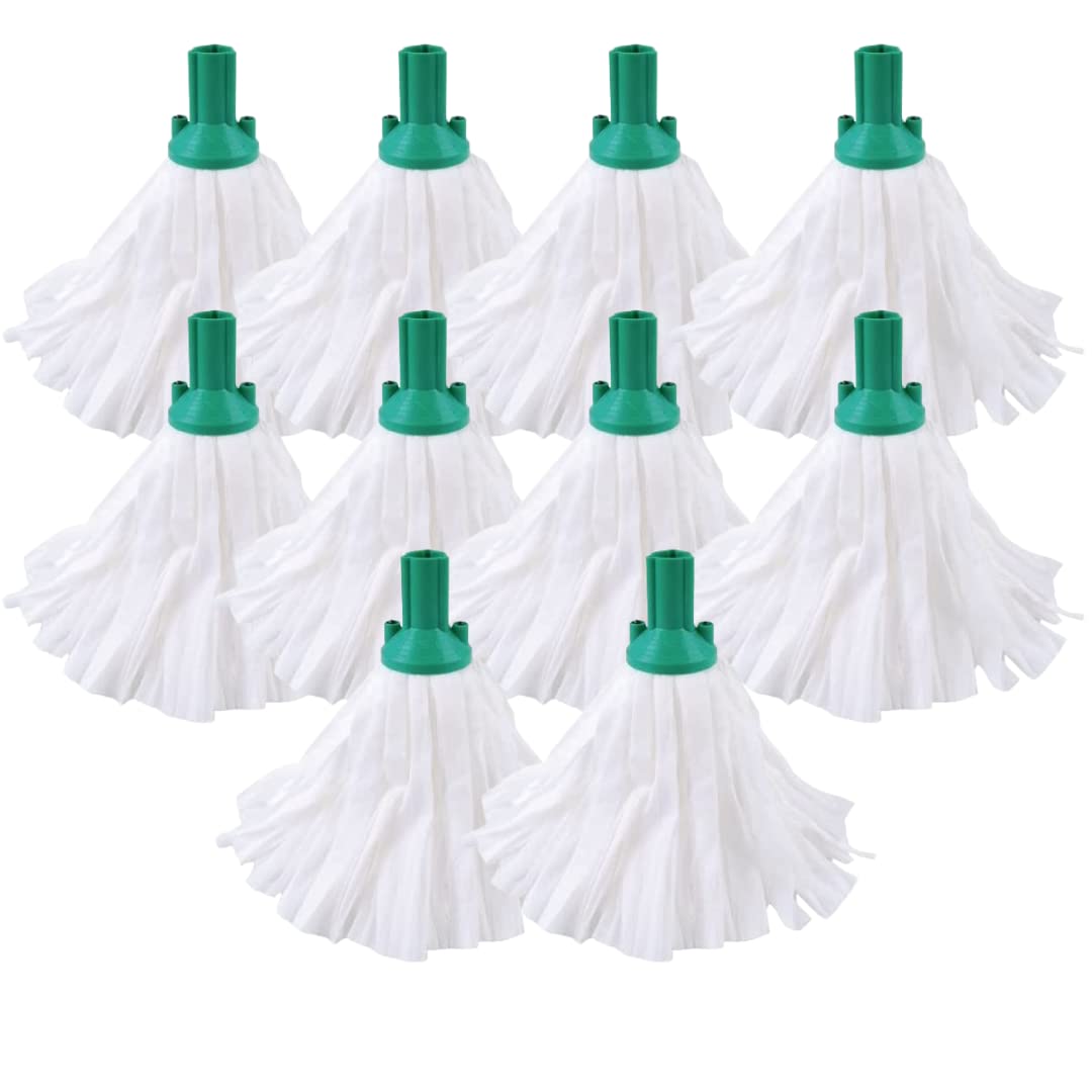 Avern Exel Mop Heads BIG White Push Socket Fit Mop Heads (Pack Of 10) Disposable Super Absorbent Heavy Duty Mops - Colour Coded - Robert Scott (Blue (10 Pack))