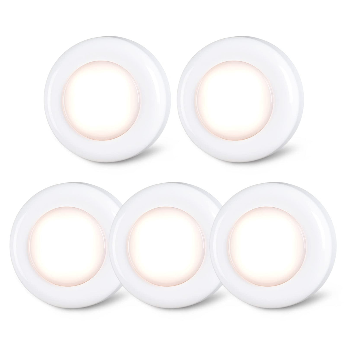 STAR-SPANGLED 2.8” Stick on Puck Lights AAA Battery Operated, 5 Pack White