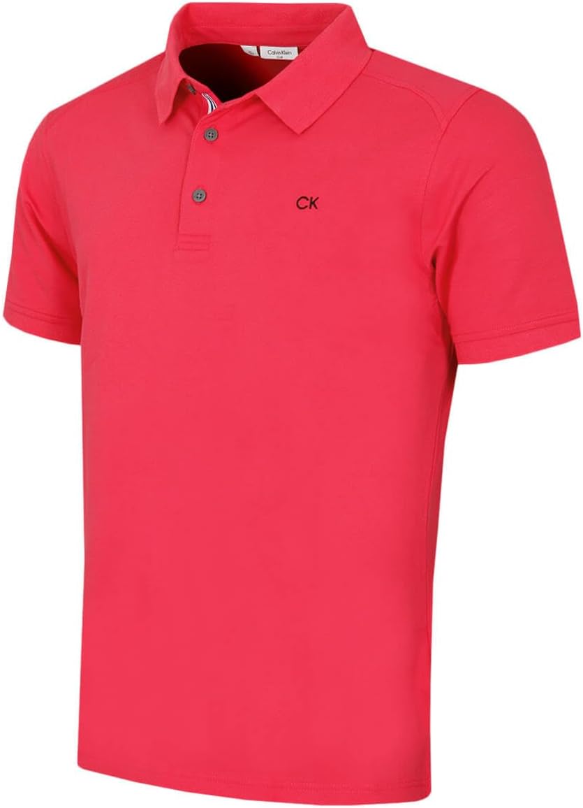Calvin Klein Mens 2026 Campus 3 Button Ribbed Collar Golf Polo Shirt