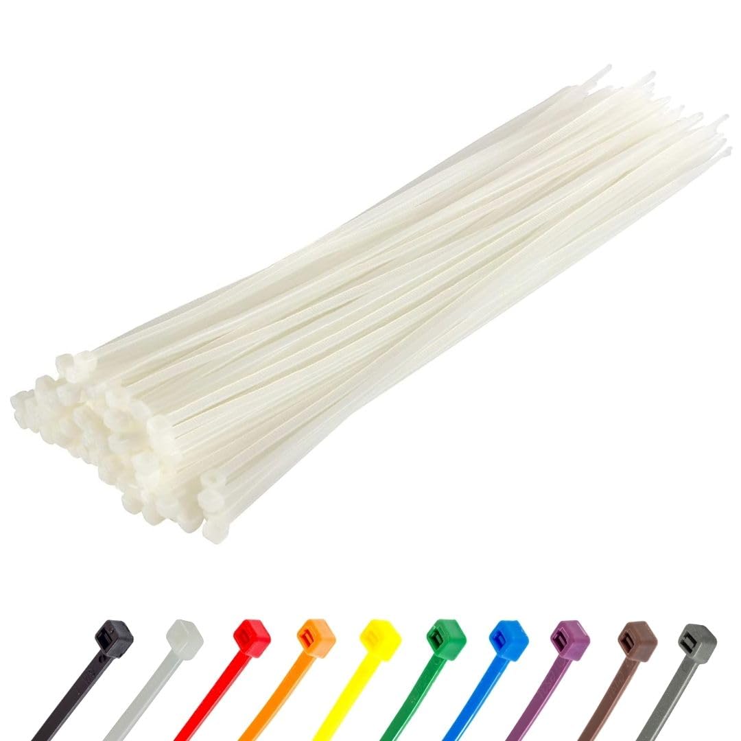 Gocableties Small Silver Cable Ties, 100mm x 2.5mm, Pack of 100, 4” Premium Nylon Zip Ties, Plastic Tie Wraps, Secure Self-Locking Mechanism, for Home, Garden, Office and DIY