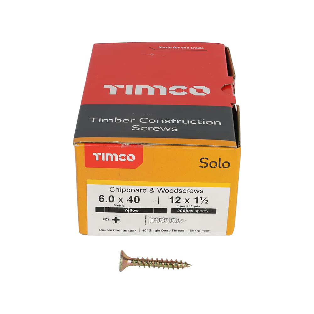 TIMCO Solo Chipboard & Woodscrews - Gold - 6.0 x 90mm - 60090SOLOC
