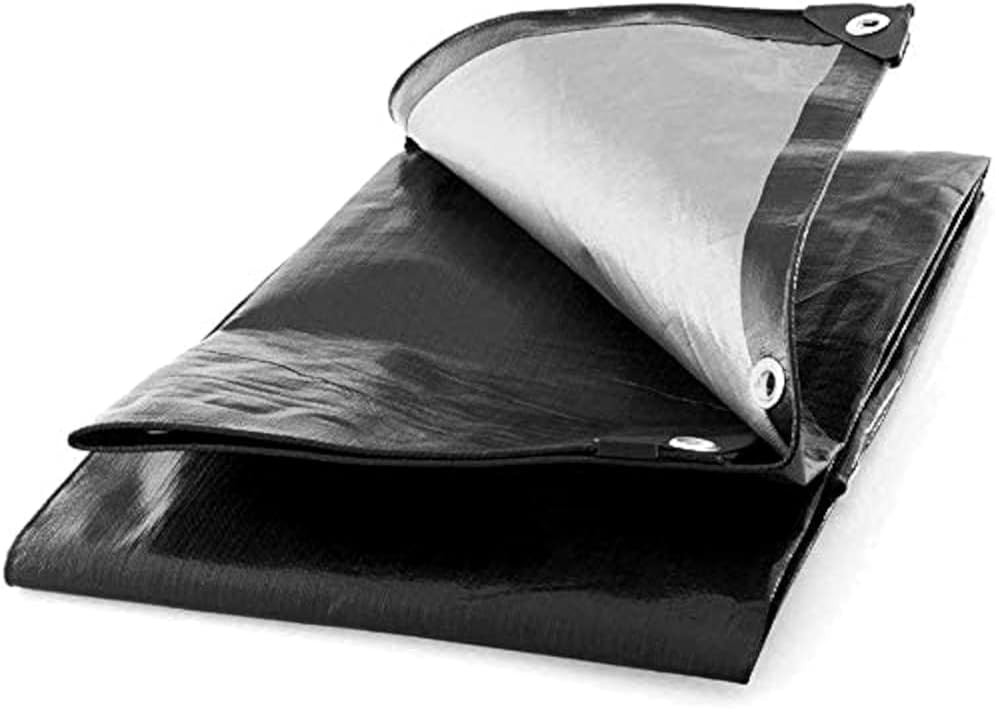 1.5 x 2 m Black 235 GSM Tarpaulin Waterproof Heavy Duty Tarp Sheet Cover, Groundsheet - Waterproof, Weatherproof, Frost-Resistant, UV Protection, Universal, Multipurpose, Reinforced Eyelets
