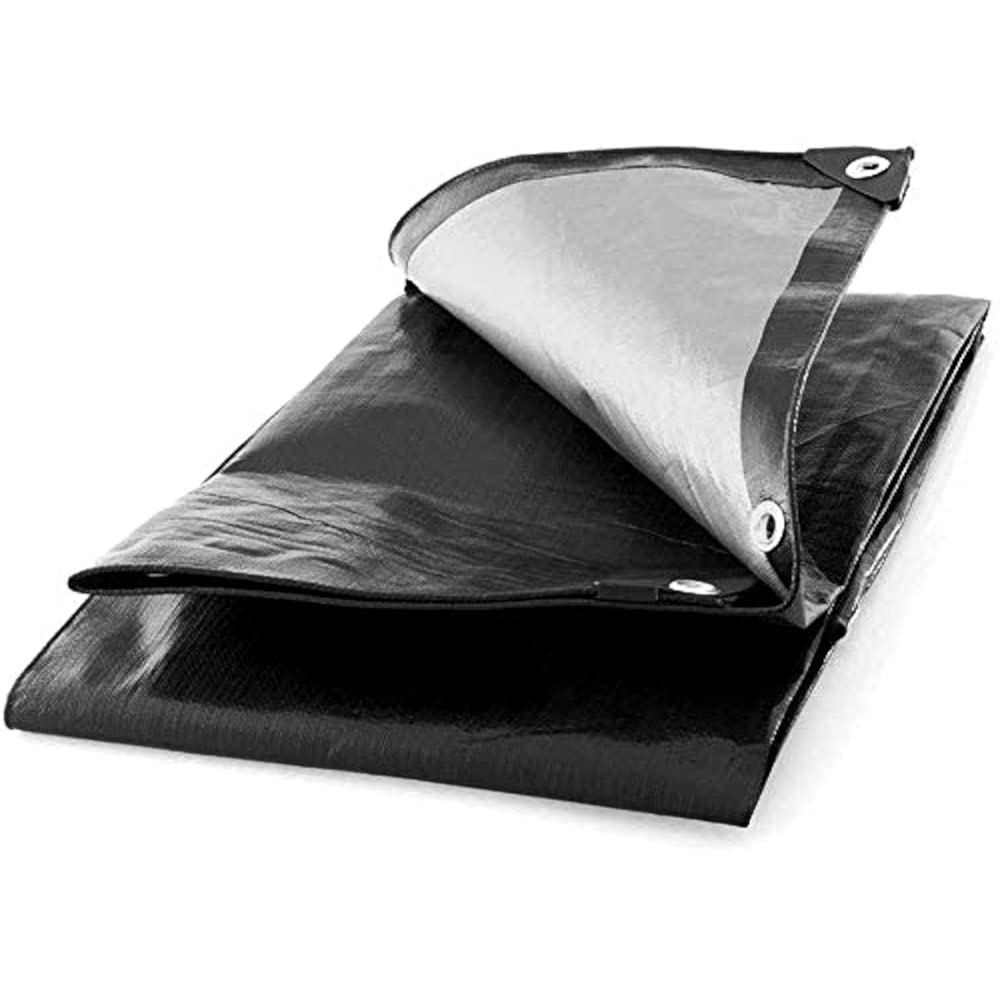 1.5 x 2 m Black 235 GSM Tarpaulin Waterproof Heavy Duty Tarp Sheet Cover, Groundsheet - Waterproof, Weatherproof, Frost-Resistant, UV Protection, Universal, Multipurpose, Reinforced Eyelets