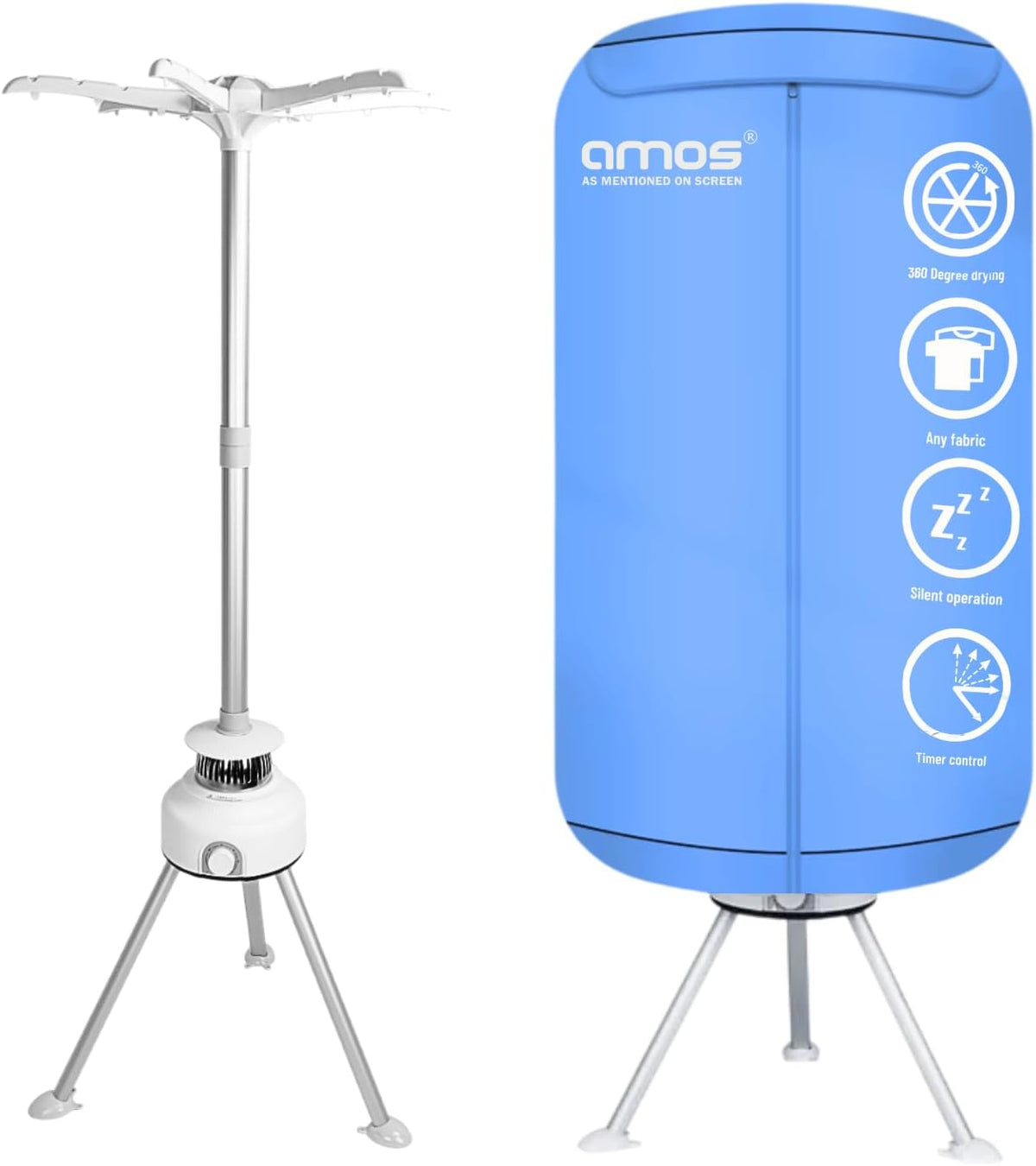 AMOS Eezy Dry Pod Heated Electric Clothes Dryer 10KG Capacity 1000W Indoor & Outdoor Folding Airer for Laundry Large Foldable Rack for Fast Drying With Cover (Dry Pod)