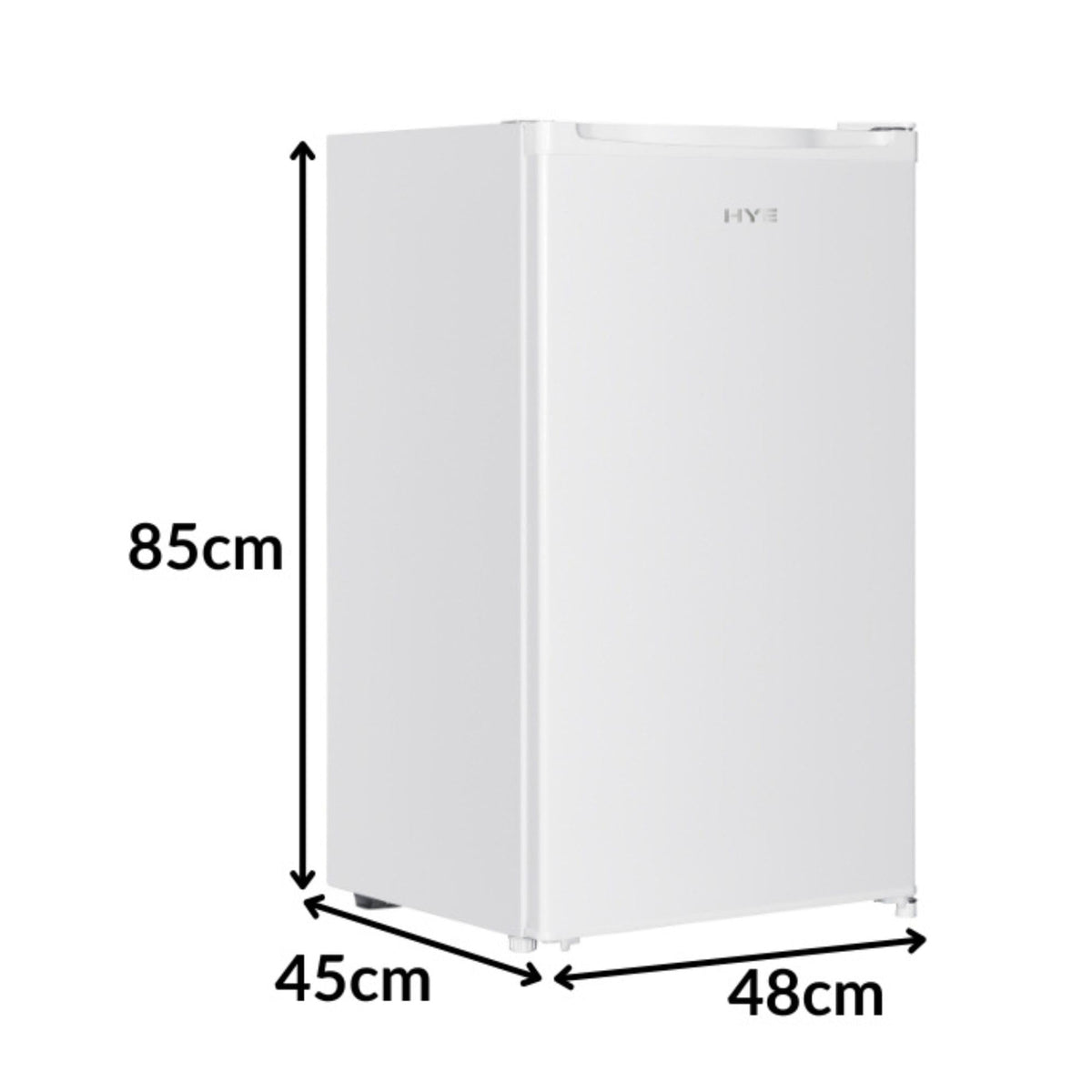 HYE Under Counter Freezer - 60L capacity, 85cm Height, 48cm Width, Black
