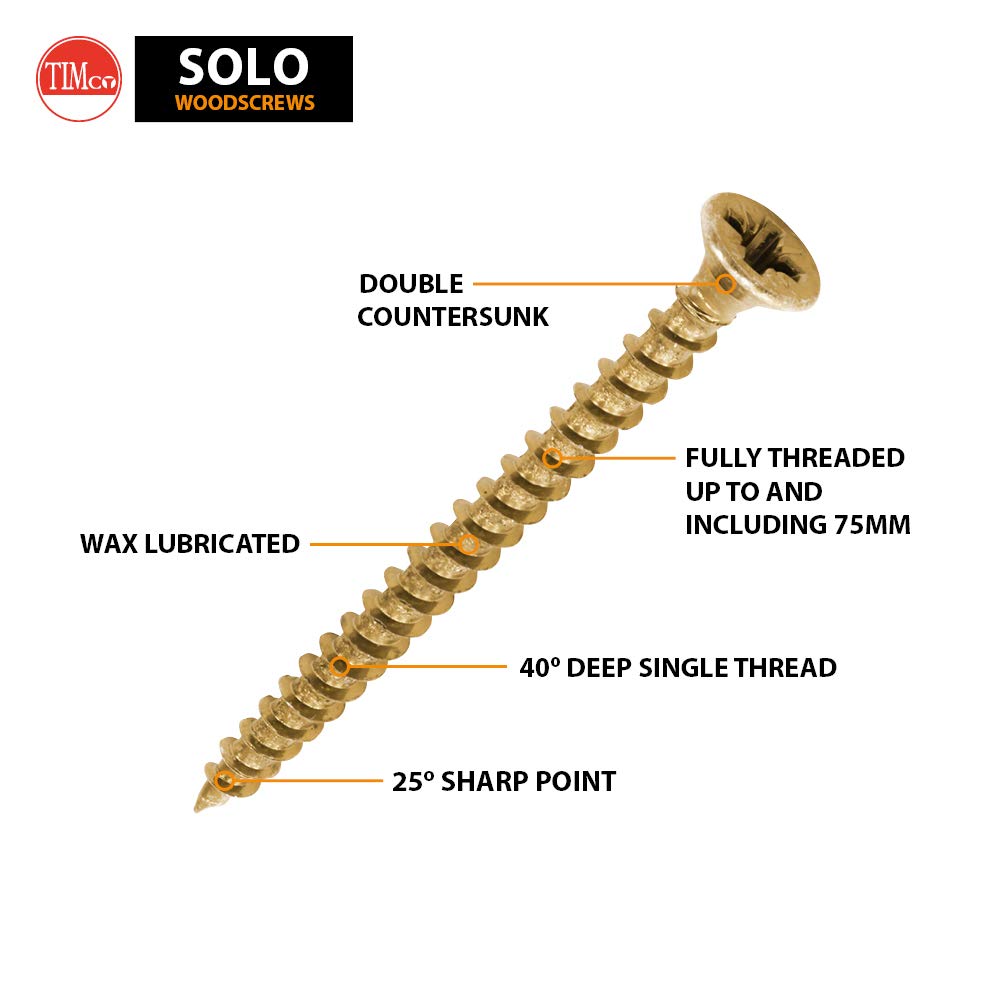 TIMCO Solo Chipboard & Woodscrews - Gold - 6.0 x 90mm - 60090SOLOC