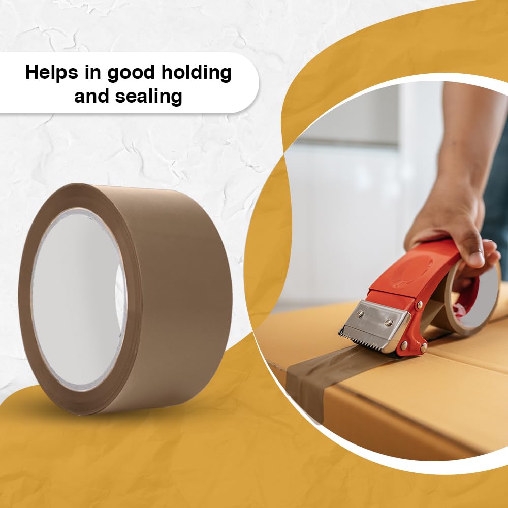 ARVO Brown Packing Tape 1 Roll with Low Noise (48mm x 60m) - Durable Parcel Tape for Packing Boxes, Secure Packaging for Moving House