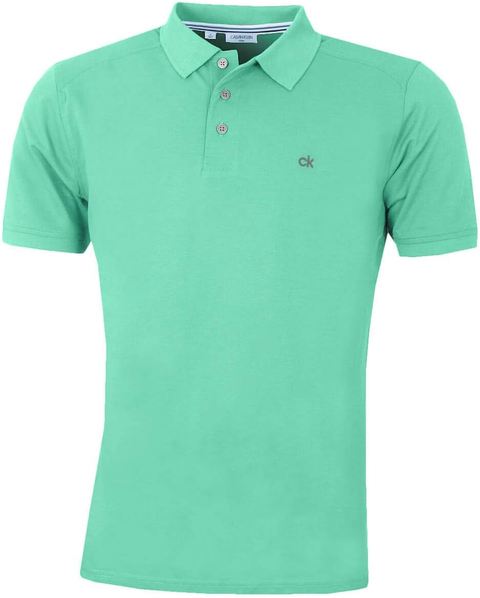 Calvin Klein Mens 2026 Campus 3 Button Ribbed Collar Golf Polo Shirt
