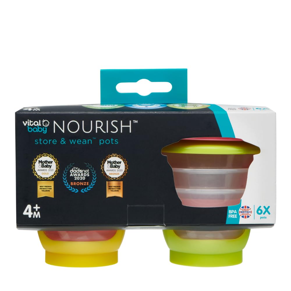 Vital Baby Store & Wean Baby Food Pots 60ml, 6 Pack | Leakproof, Stackable