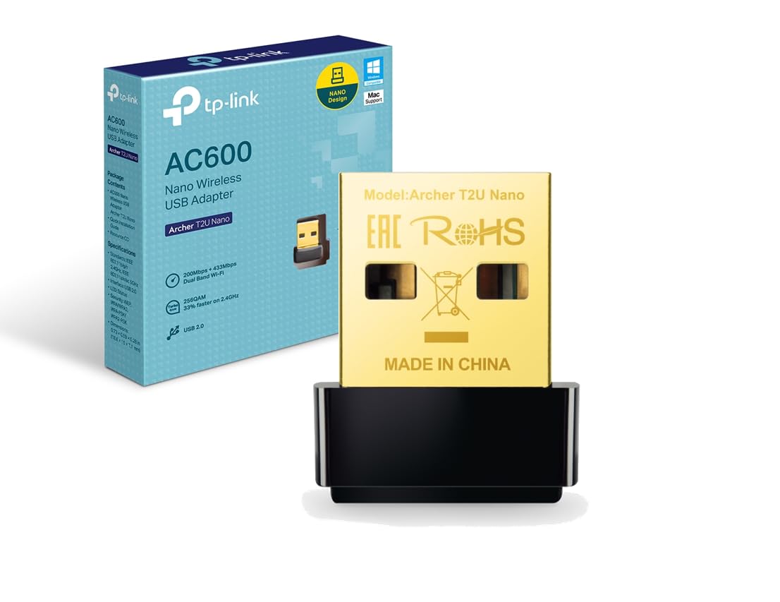 TP-Link Archer T2U Nano AC600 WiFi Dongle, Nano USB WiFi Adapter for PC