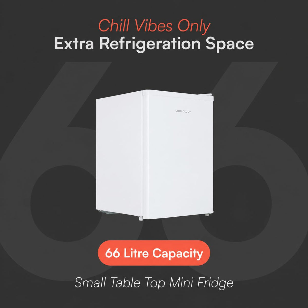Cookology 67L Tabletop Mini Fridge - Adjustable Legs - Silver
