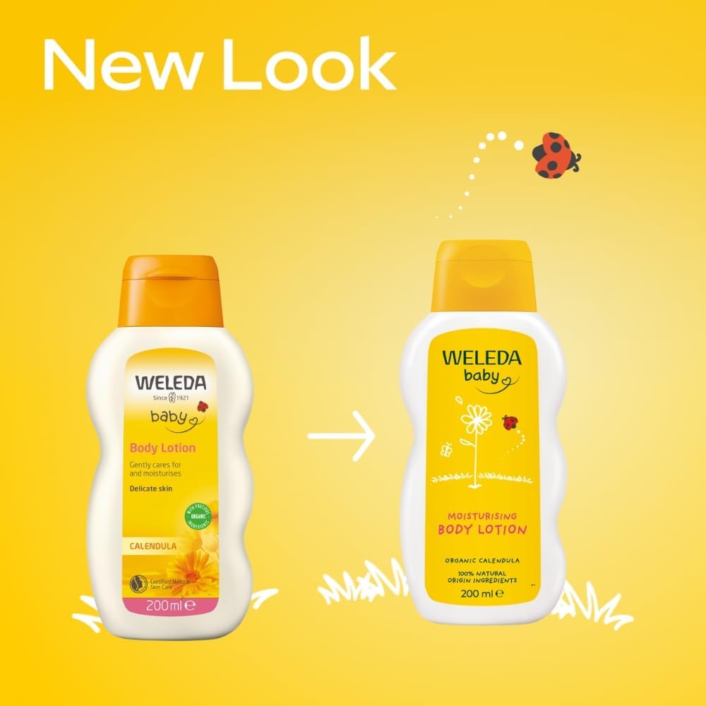 Weleda Baby Body Lotion, Calendula Moisturiser, Moisturising Cream for Baby, Delicate Skin, Dermatologically Tested, Gentle Protection, Developed by Professionals, 200ml