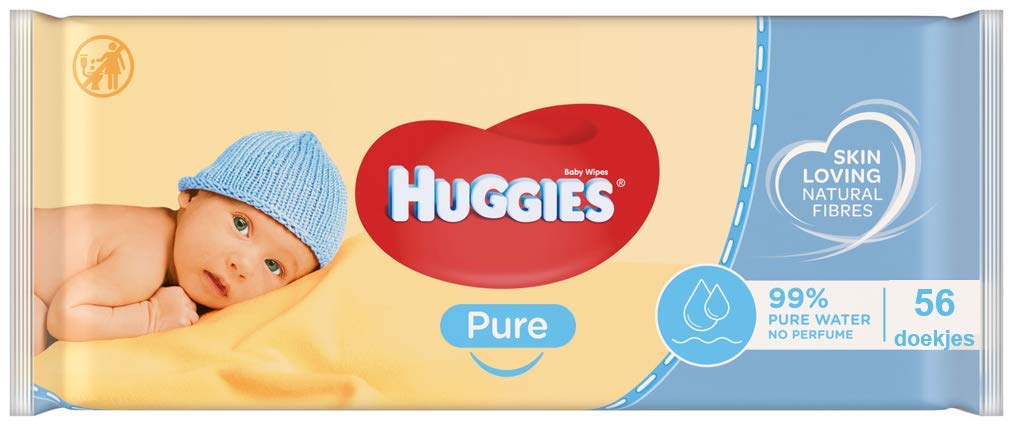 Huggies Pure Plastic Free Baby Wipes - Pack of 12 (576 Wipes) – 99% Water Wet Wipes, Fragrance Free, Hypoallergenic, Better Cleaning, Soft and Gentle on Babies' Delicate Skin