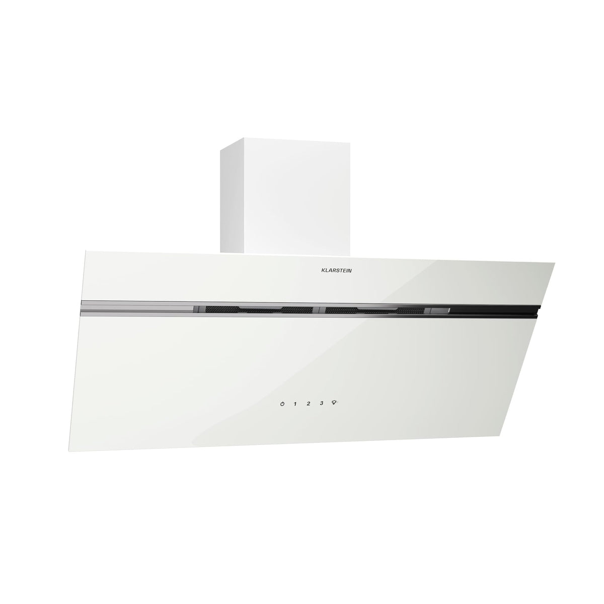 Klarstein Alina 90 Angled Cooker Hood - 615m³/h Air Flow, Touch Panel, LED Backlighting, Quiet 63dB, Energy Class A, 90cm Extractor Hood, Black