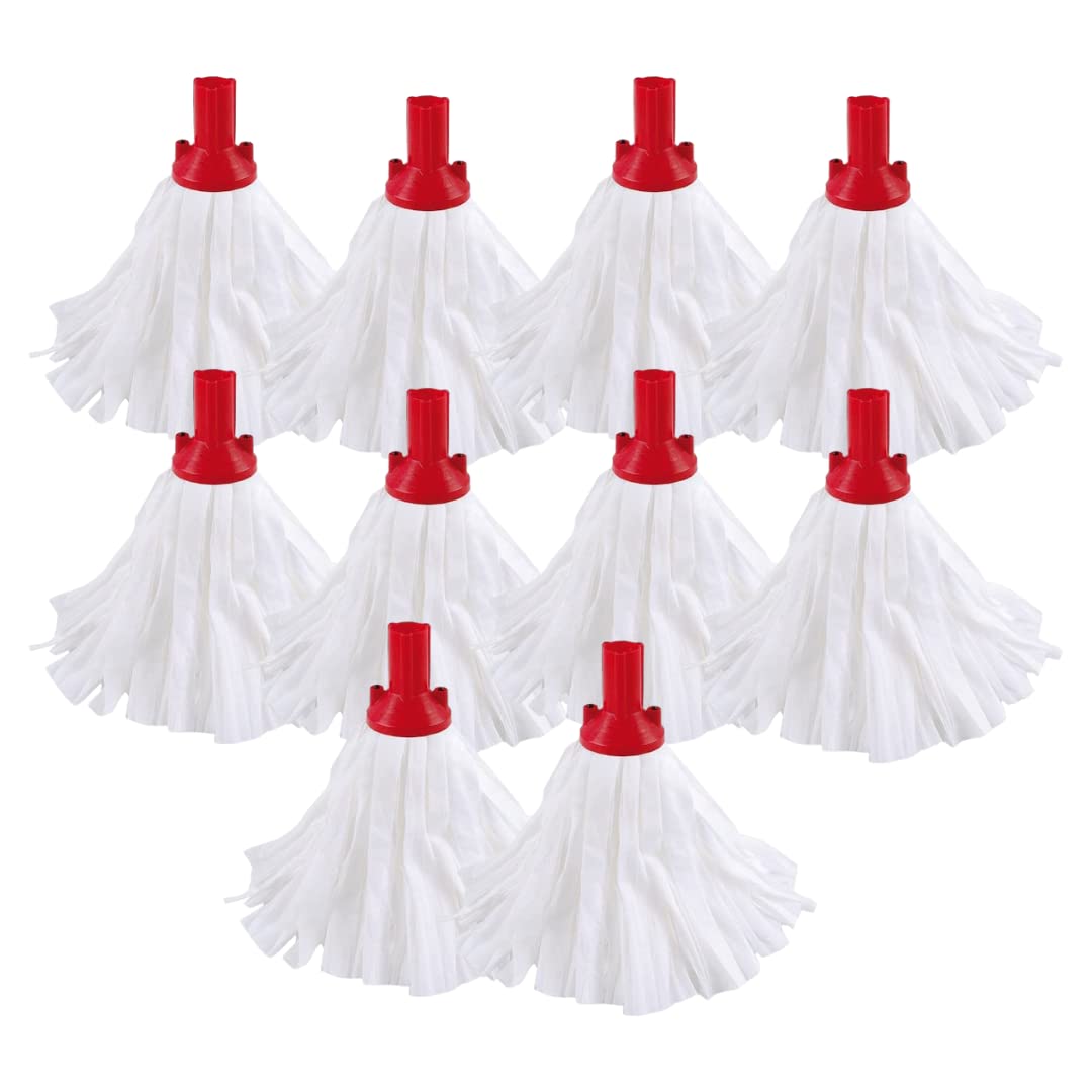 Avern Exel Mop Heads BIG White Push Socket Fit Mop Heads (Pack Of 10) Disposable Super Absorbent Heavy Duty Mops - Colour Coded - Robert Scott (Blue (10 Pack))