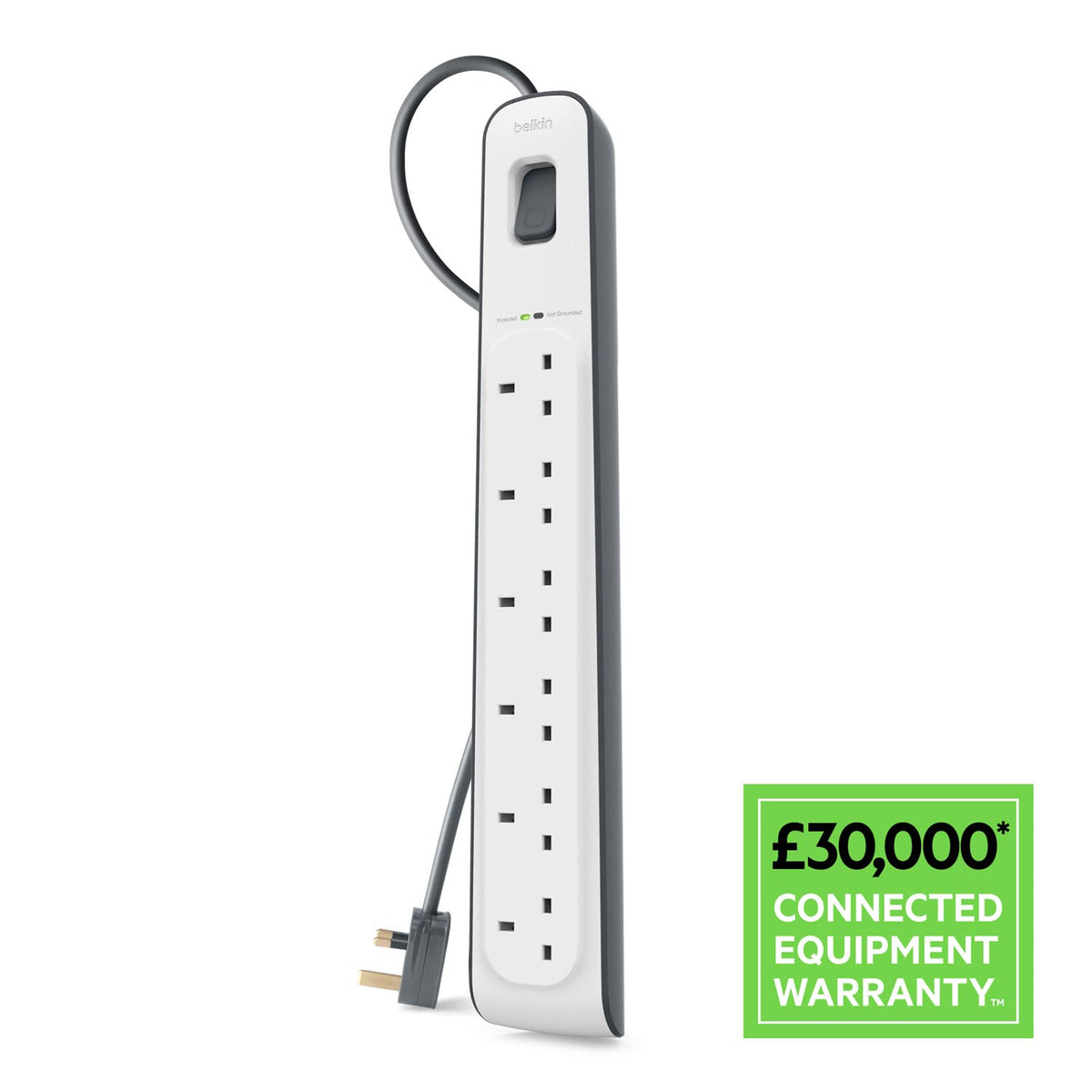 Belkin 4 Way/4 Plug 2 m Surge Protection Extension Lead Strip, White