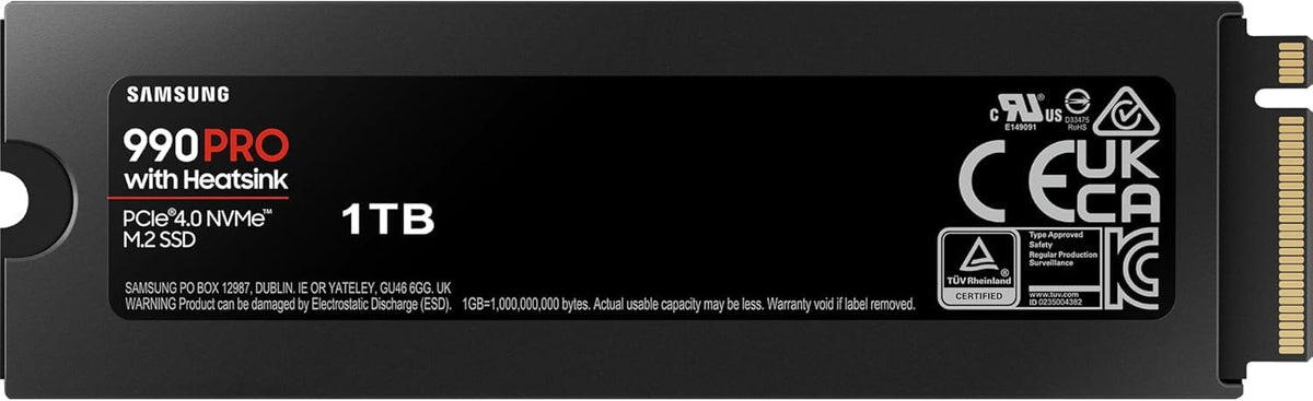 Samsung 990 PRO 1TB PCIe 4.0 (up to 7450 MB/s) NVMe M.2 (2280) Internal Solid State Drive (SSD) (MZ-V9P1T0BW)
