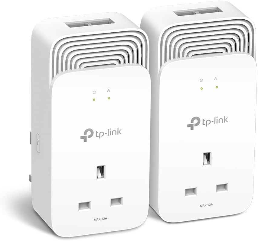 TP-Link TL-WPA4220 2-Port Add-On Powerline Adapter, Range Extender, Broadband/WiFi Extender, WiFi Booster/Hotspot, No Configuration Required, UK Plug