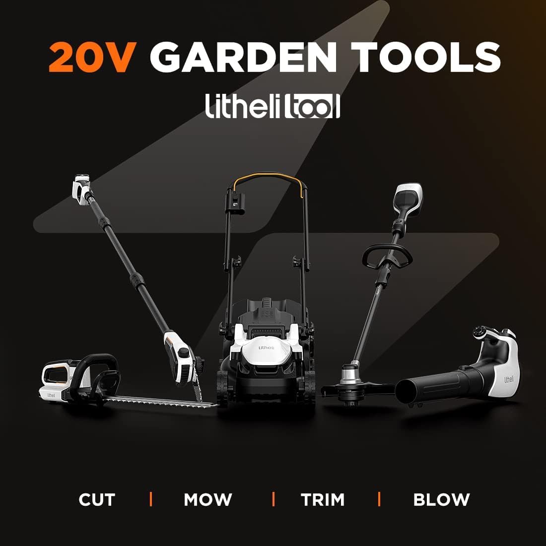 Litheli Cordless Lawnmower, 20V/33cm Cutting Width, Brushless Motor, Battery Lawn Mower, 5 Cutting Heights, 30L Grass Box, Incl. 4.0Ah Battery