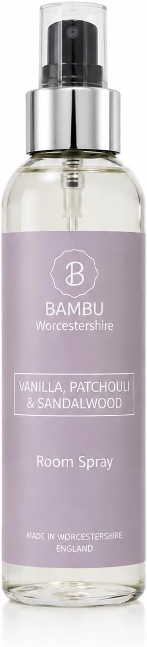 Bambu Vanilla, Patchouli & Sandalwood Luxury Room Spray 150ml – Long-Lasting Home Fragrance & Air Freshener for Bedroom, Bathroom & Office