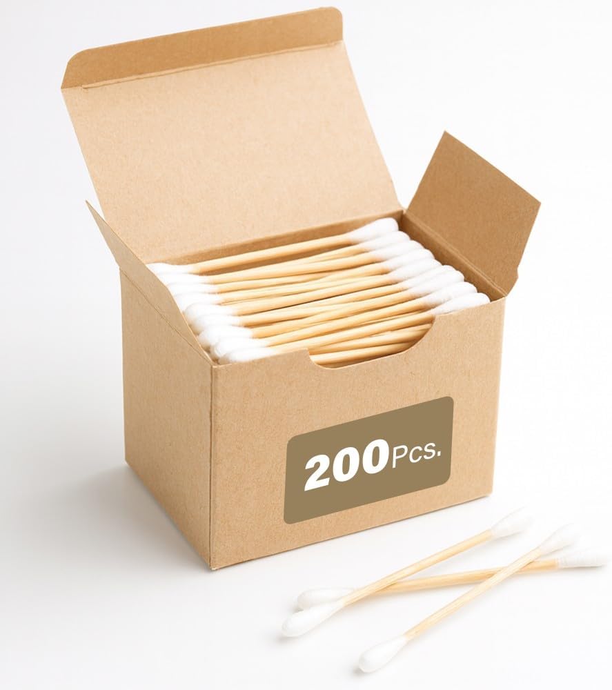 200 Pcs Bamboo Cotton Buds Eco Friendly Biodegradable Swabs with Soft Tips and Strong Stems Gentle Durable Sustainable and Natural Alternative to Plastic for Everyday Use