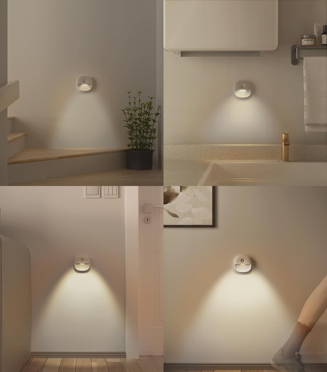 Lyridz Motion Sensor Night Lights (3 Pack), USB Rechargeable Night Light, Motion Sensor Lights Indoor ON/Off/AUTO Modes with Removable Magnetic Stick on Cupboard, Stair, Hallway, Bedroom (Warm White)