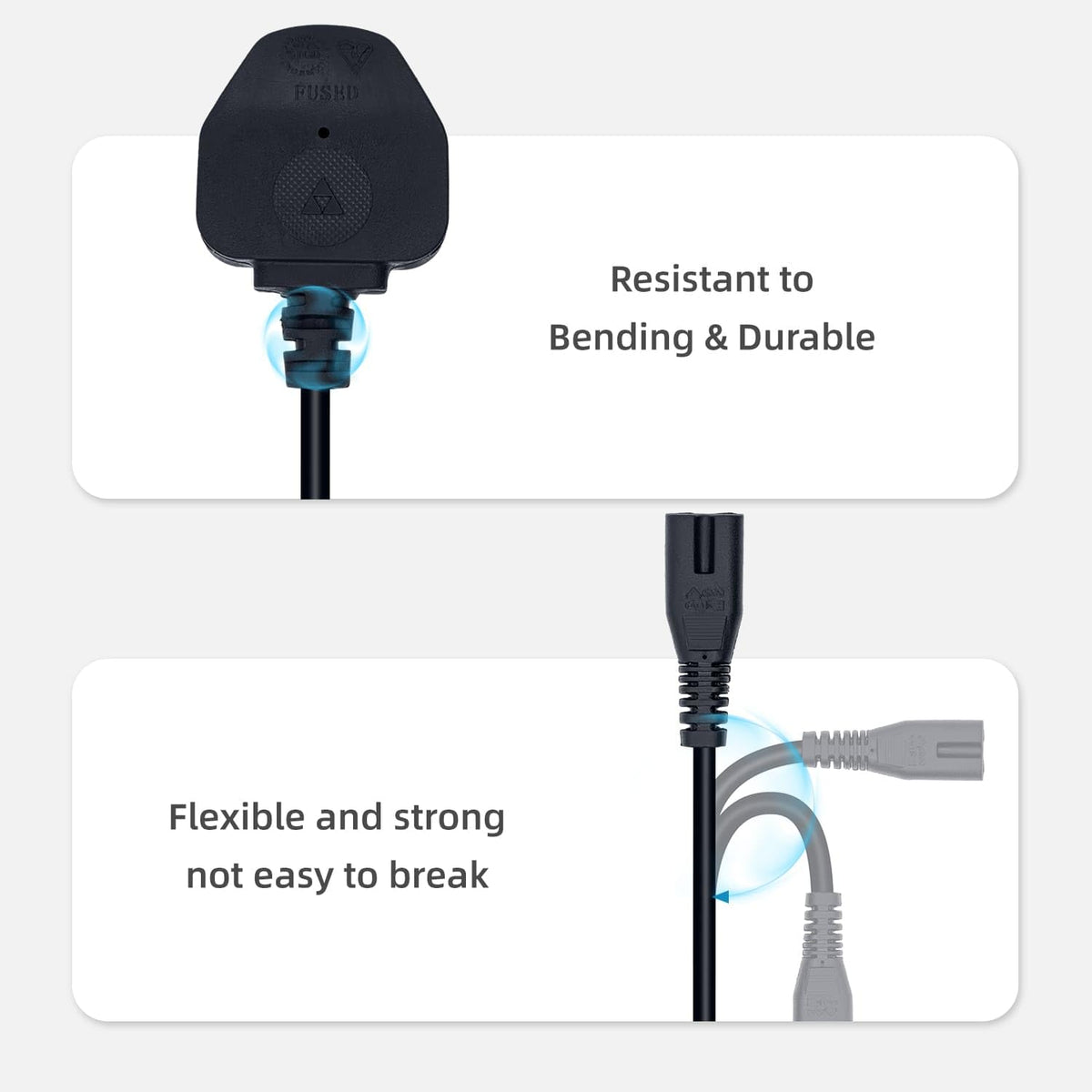 Mcbazel 3M UK Power Cable (IEC320C7 to BS 1363) C7 Figure 8 Power Lead,PS4 Power Cable,Kettle Lead/Power Cord compatible with Samsung LG Philips Toshiba TV/Printer/PS4/PS3/PS5