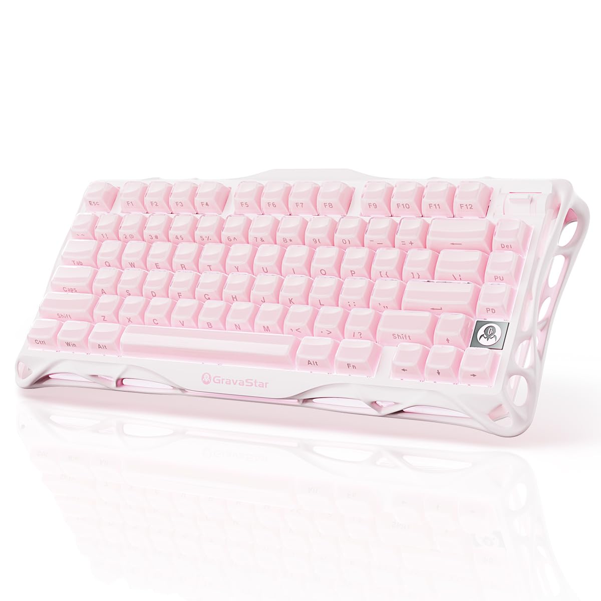 GravaStar Mercury K1 Mechanical Keyboard with Aluminium Frame, 75% Wireless Gaming Keyboard, Hot Swap Custom Keyboard with Button, Gasket, RGB Tri-Mode Keyboard, PBT Keycaps, 8000 mAh White