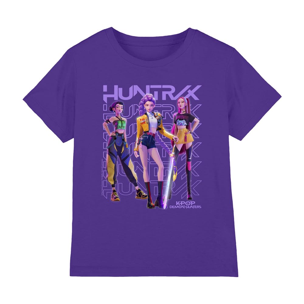 Kpop Demon Hunters Unisex Kids K-pop Demon Hunters - Huntrix Huntr/X Golden Trio Pose Kids T Shirt T-Shirt (Pack of 1)