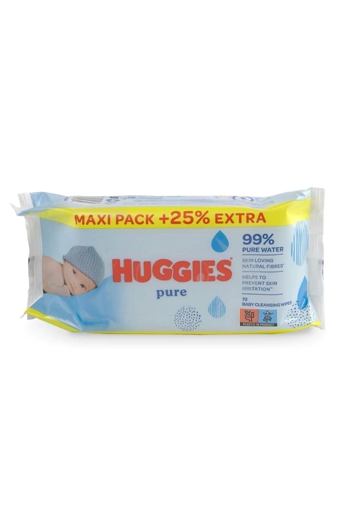 Huggies Pure Plastic Free Baby Wipes - Pack of 12 (576 Wipes) – 99% Water Wet Wipes, Fragrance Free, Hypoallergenic, Better Cleaning, Soft and Gentle on Babies' Delicate Skin