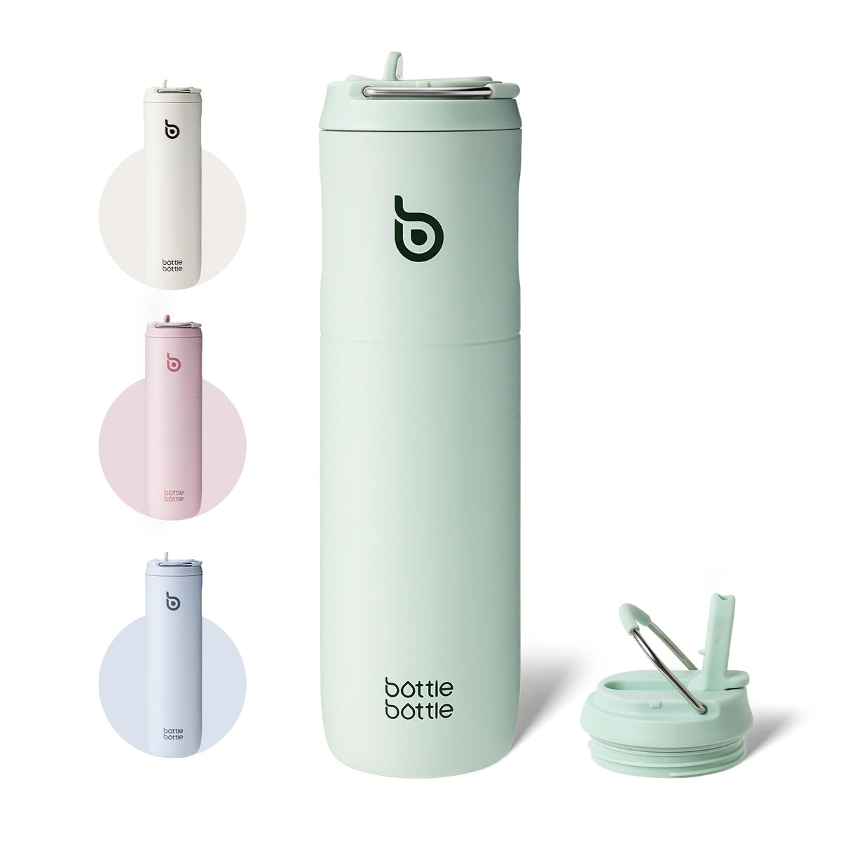 Bottle Bottle Stainless Steel Water Bottle 700ml with Straw and Lid Sports Insulated Metal Water Bottles with Handle(Black)