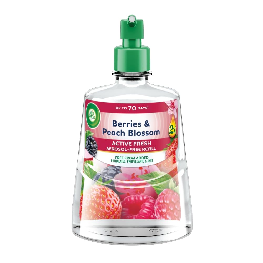 Airwick Active Fresh Refills Bundle 228ml 4 Pack - Linen & White Orchid (2 Units) - Cherry Blossom & Raspberry (2 Units)
