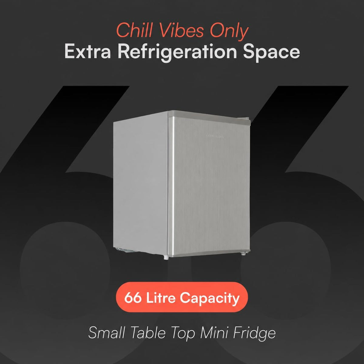 Cookology 67L Tabletop Mini Fridge - Adjustable Legs - Silver