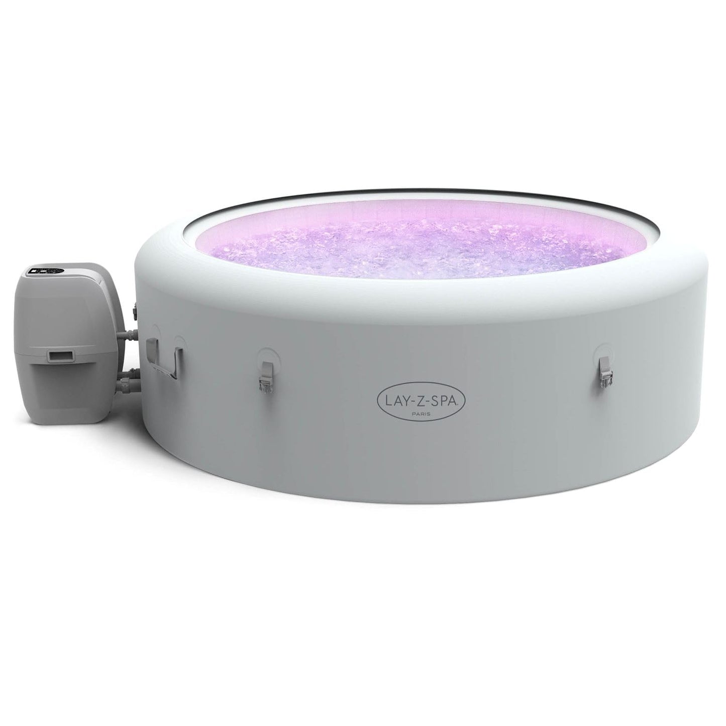 Lay-Z-Spa Paris Luxe AirJet Inflatable Hot Tub with 140 AirJets, LED Lighting System, FreezeShield, Energy-Saving Timer & Ultra-Durable TriTech Construction, Fits Up to 6 People