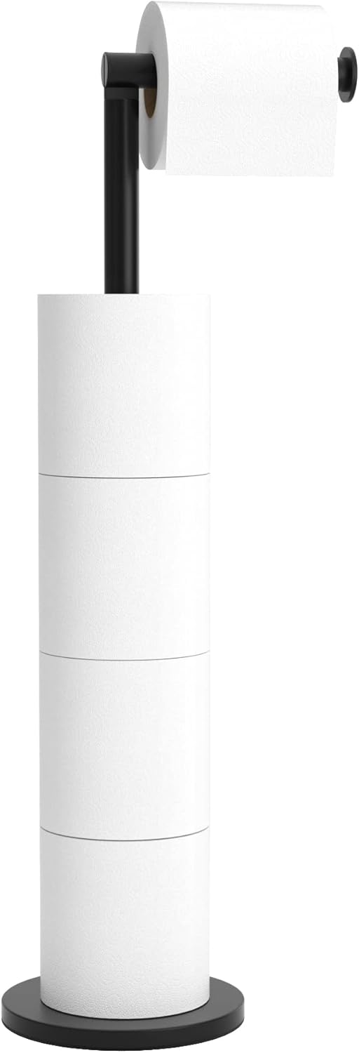 Stainless Steel Free-standing Toilet Roll Holder, Heavey Base,Black