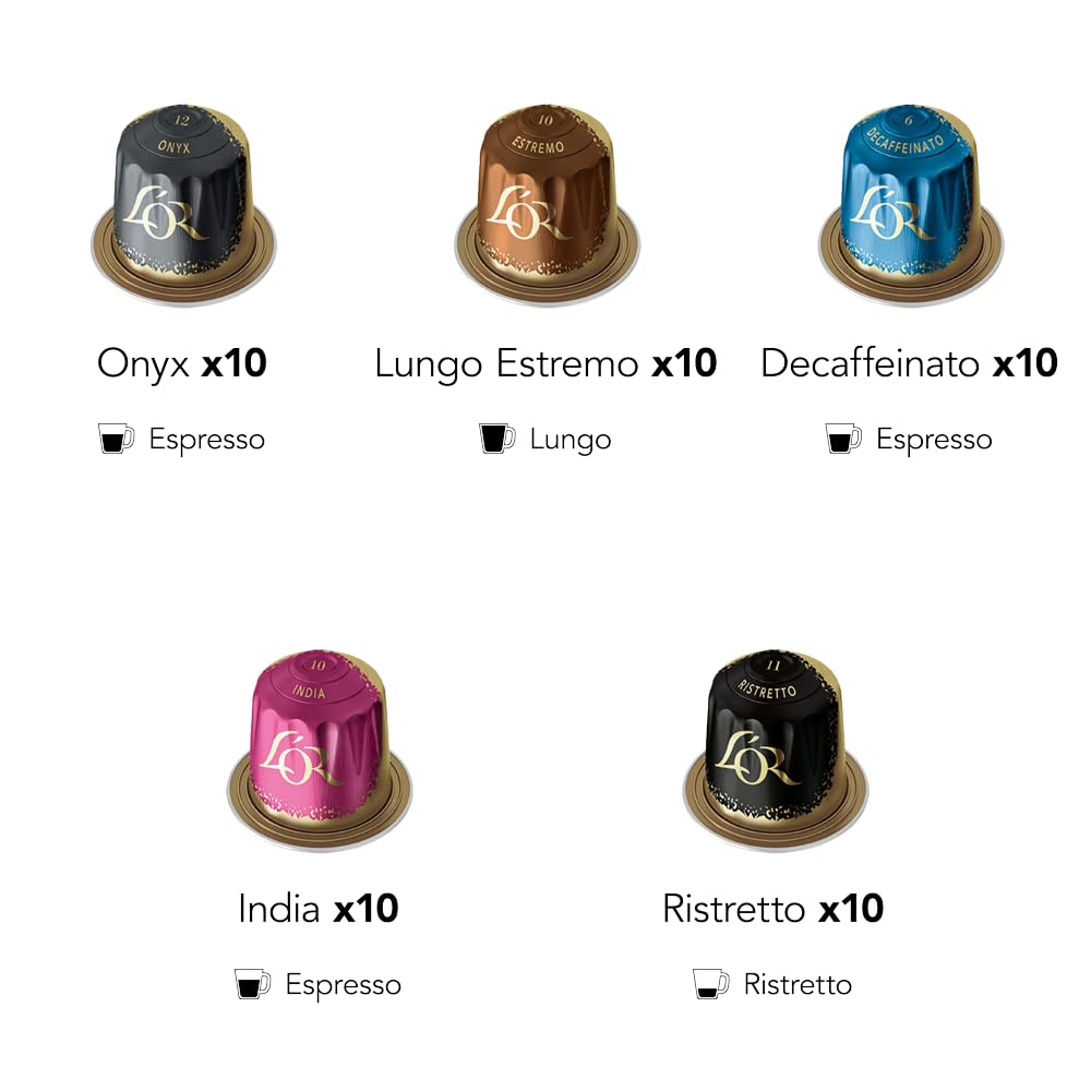 L'OR Espresso Intense Coffee Pods Variety Bundle (Pack of 12, Total 120 Capsules) Nespresso®* Compatible