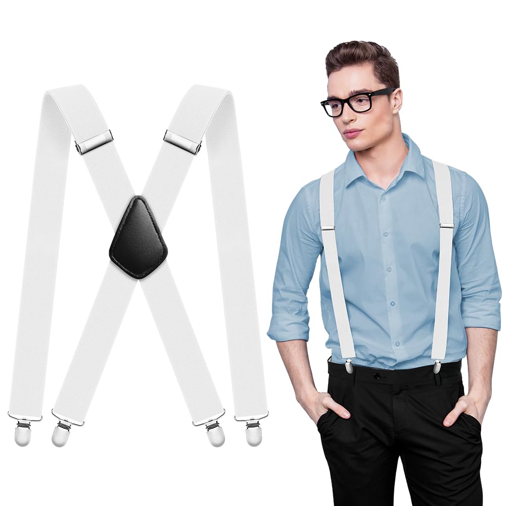 Aomig Mens Braces, Mens Suspenders with Strong Metal Clips, 3.5cm Wide Heavy Duty Suspenders for Men Women Business Wedding Casual