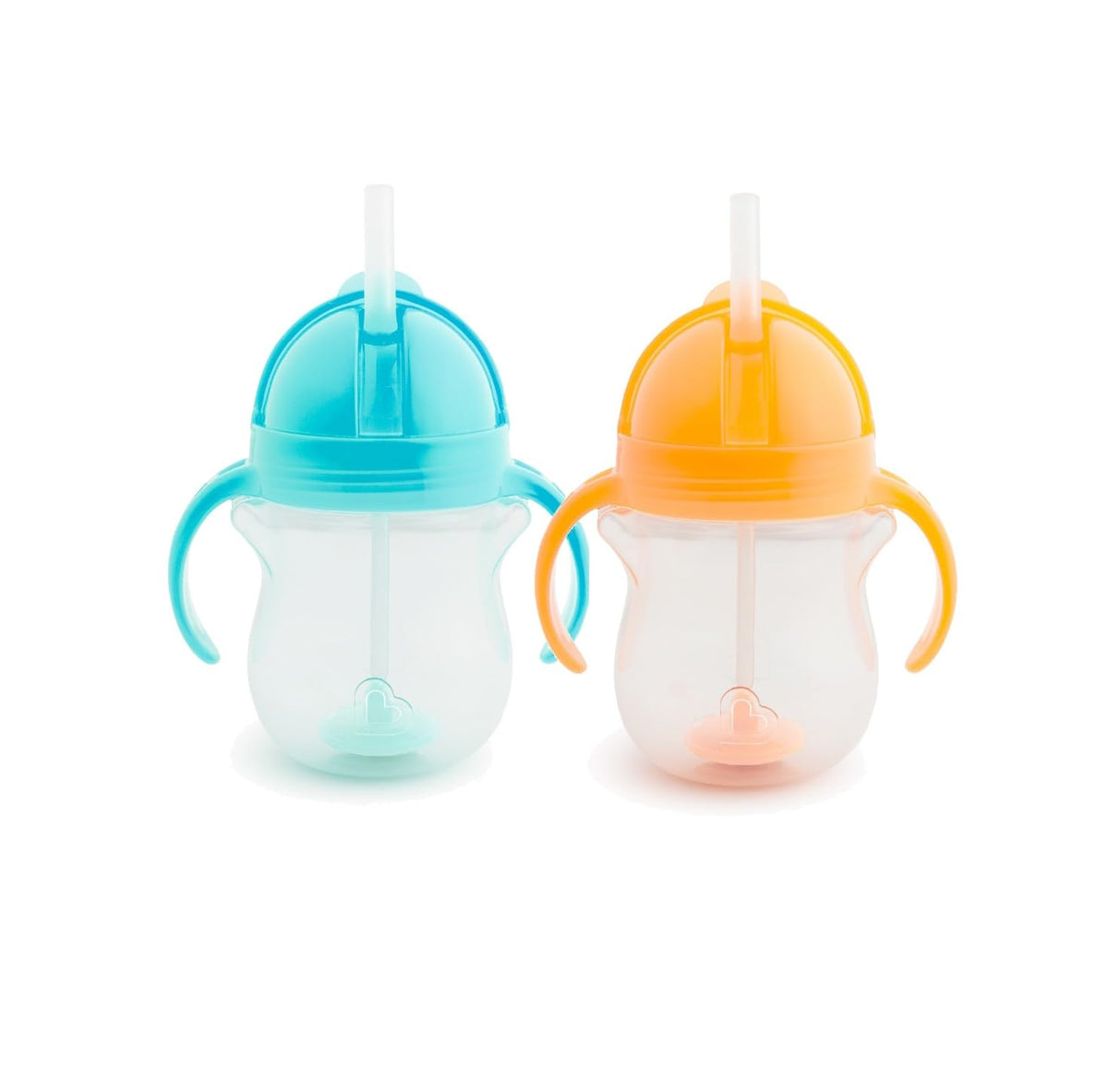 Munchkin Click Lock Tip & Sip Straw Cup Set| Baby & Toddler Sippy Cups with Straw| BPA Free Non Spill Cup| Dishwasher Safe Baby Straw Cup| Weighted Straw Childrens Cups| 7oz/207ml| 2 Pack| Pink/Purple