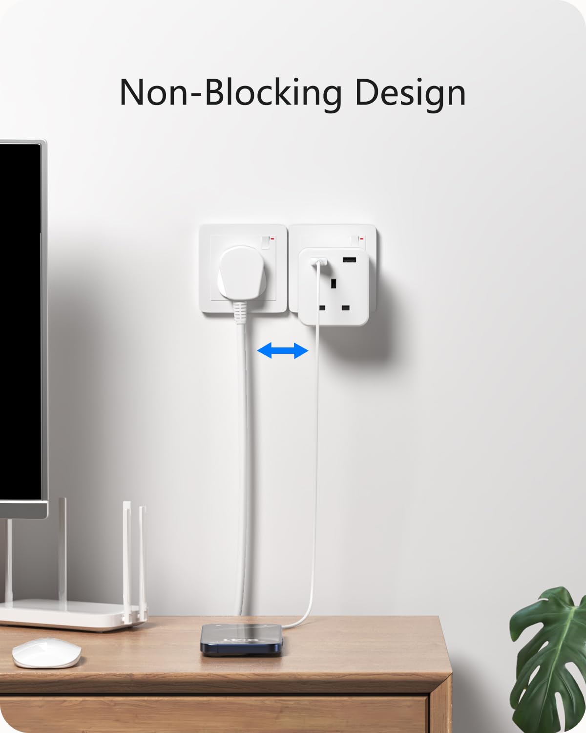 LENCENT Multi Plug Extension with 2 USB, 3 Way 3 Plugs Socket Adapter