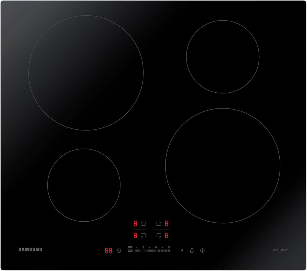Samsung Ceramic Hob with 4 Cooking Zones, With Touch Control, Colour: Black, Material: Glass, C61R2AEE