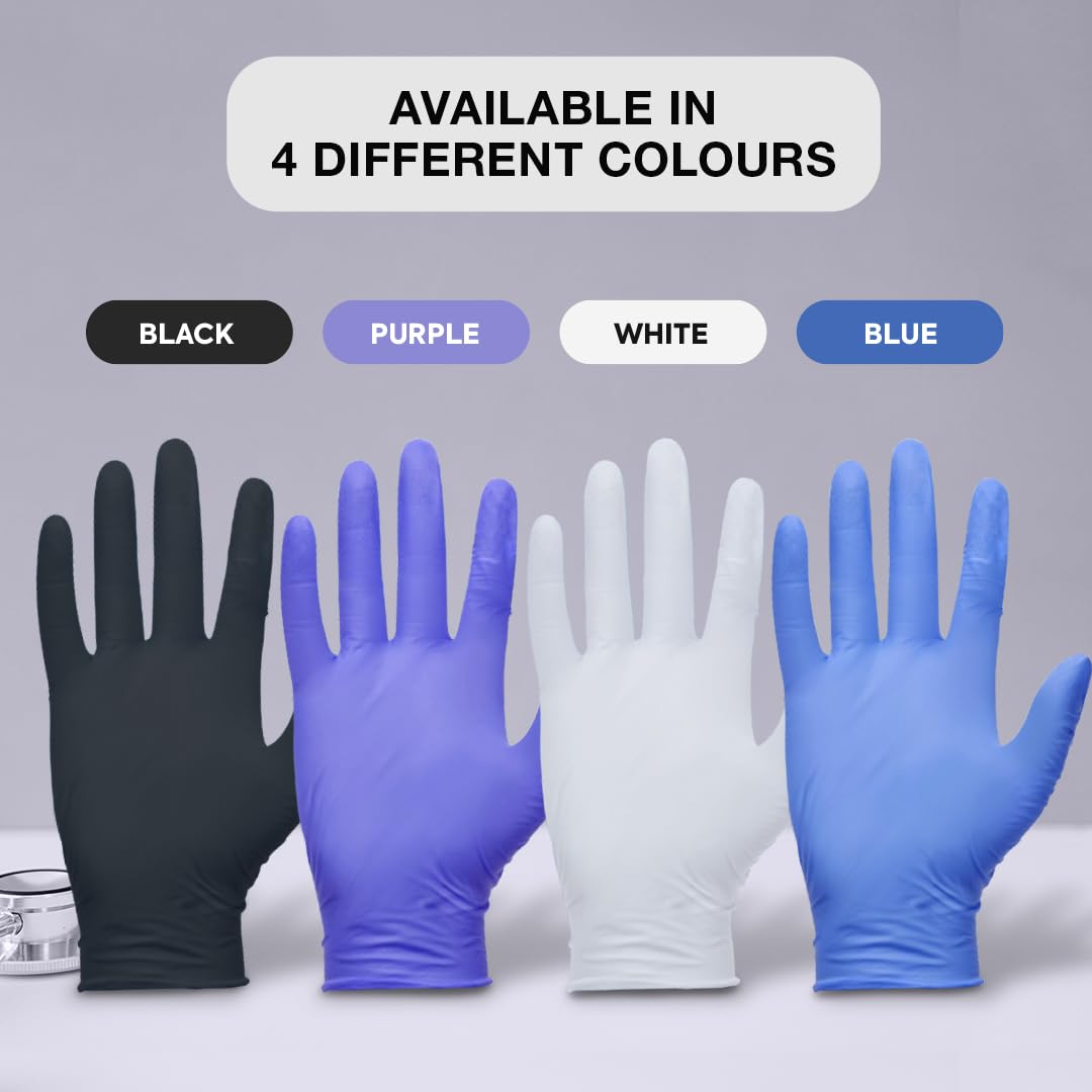Powder Free Nitrile Gloves - Medical-Grade, Latex-Free, Food Safe (Box of 100)