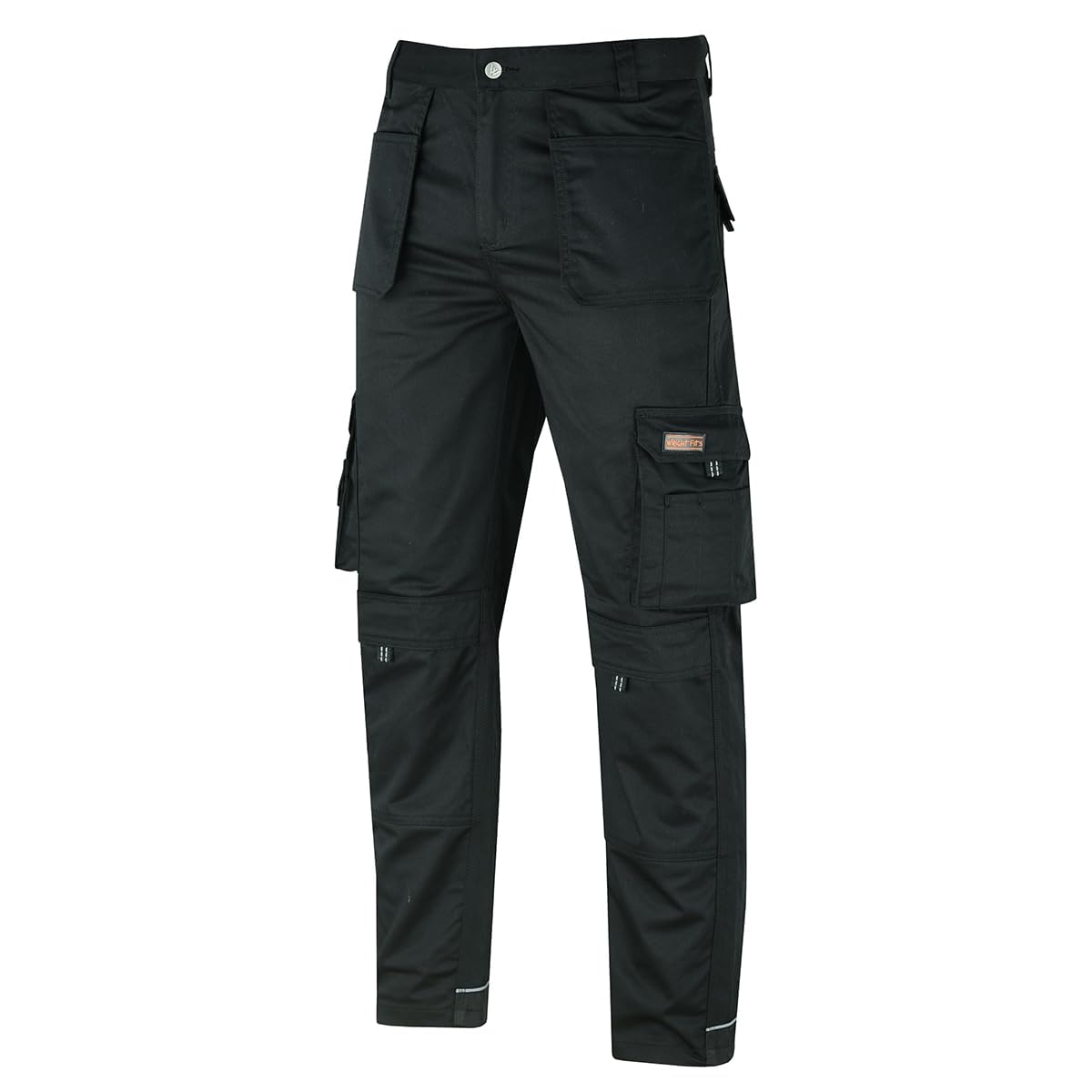 WrightFits Men Pro-11 Work Trousers Black - Heavy Duty Safety Combat Cargo Pant - Multi Pockets & Knee Pad Pockets - Triple Stitched -Durable Work wear (28W-48W)