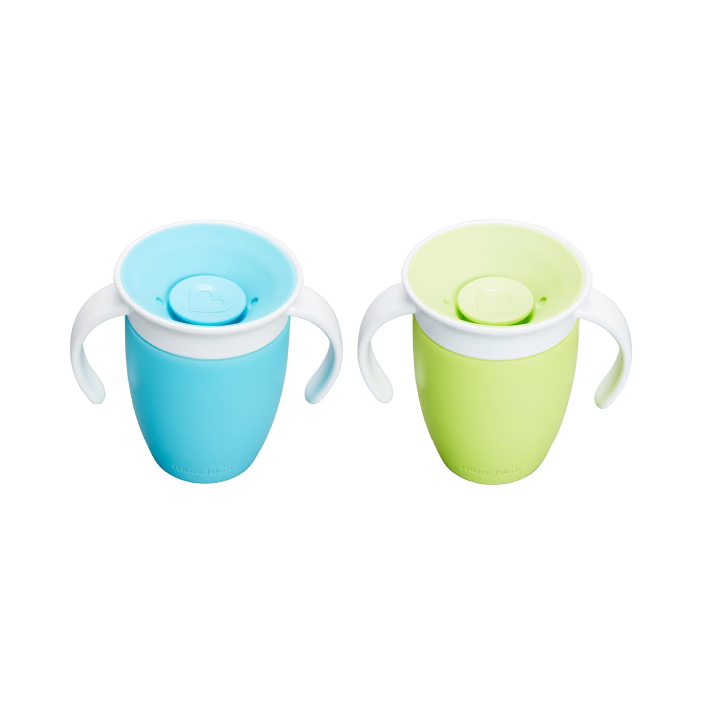 Munchkin Miracle 360 Sippy Cup | Trainer Toddler BPA Free Baby & Toddler Cups w.Handles | Non Spill | Dishwasher Safe Baby | Leakproof | 6+ Months| 7oz/207ml | 2 Pack | Blue/Green