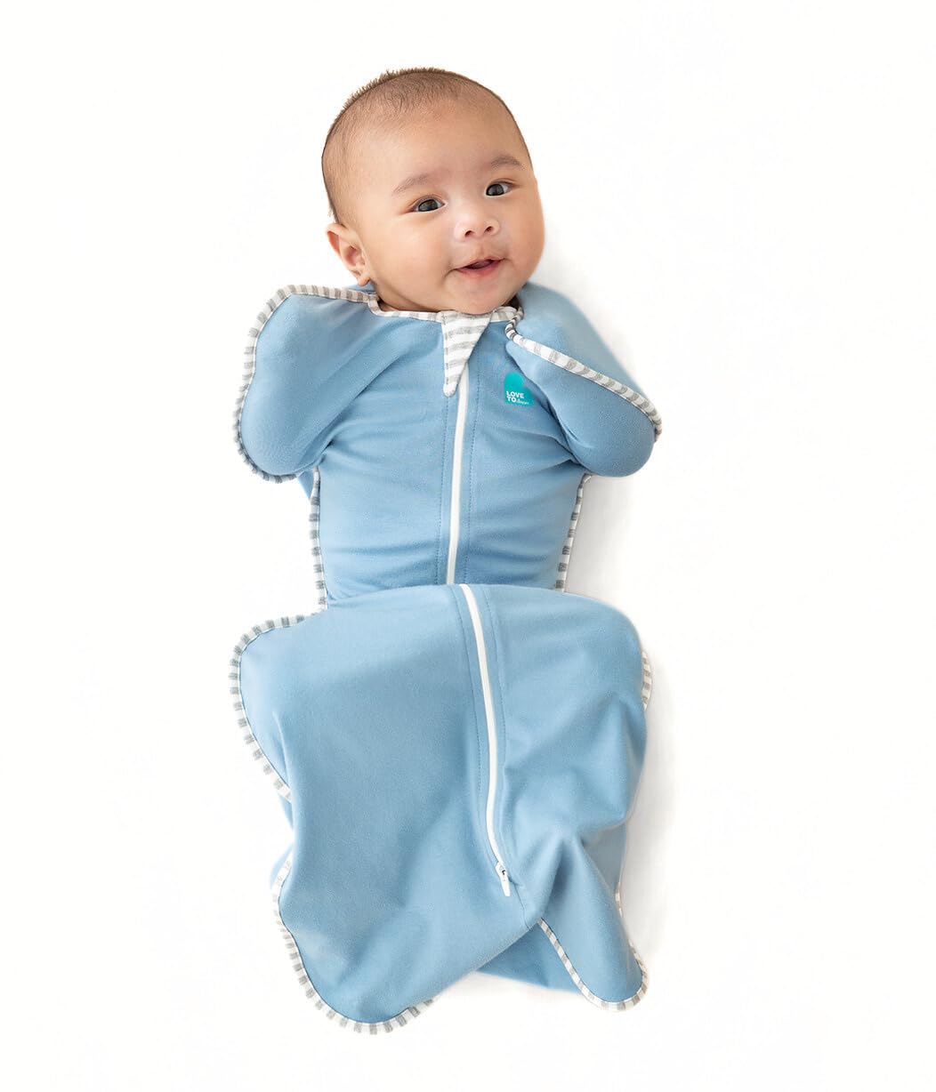 Love To Dream™ Swaddle UP™, Newborn 2.2-3.8 kg - Grey, Snug Fit, Supports Healthy Sleep Routine, 1.0 Tog - Ideal for 20-24°C Temperatures, Machine Washable Cotton & Double Zip for Easy Nappy Changes