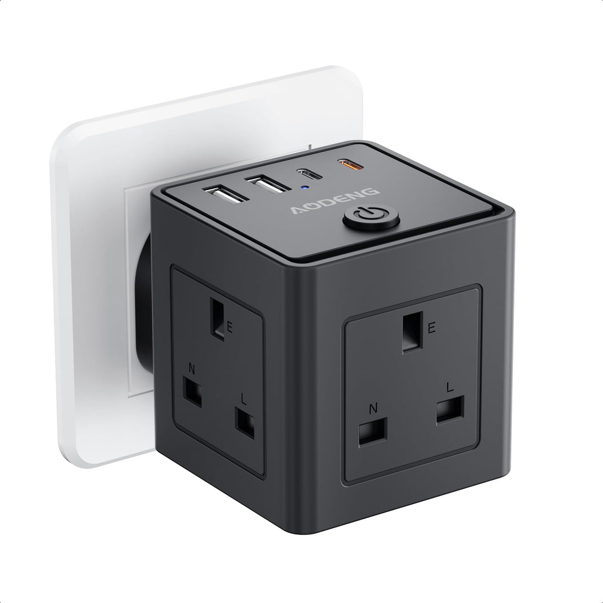 Plug Extension Socket with 4 USB, 3 Way Multi Plug Adapter UK, USB Wall Plug Charger, 3 Pin Plug Expander for Home, Office, University Essentials
